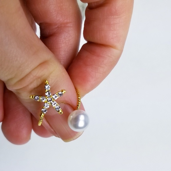 Sparkly Fun Cocktail Statement Ring Starfish Pearl - Picture 3 of 5